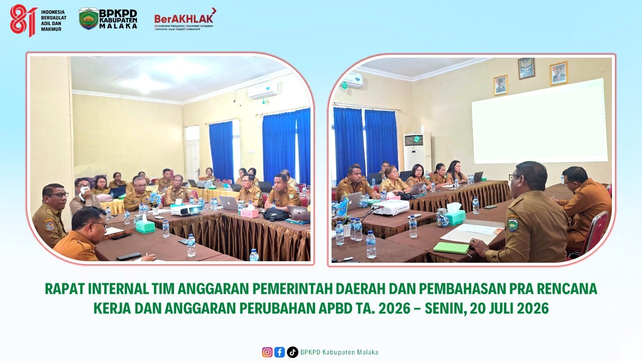 RAPAT INTERNAL TIM ANGGARAN PEMERINTAH DAERAH DAN PEMBAHASAN PRA RKA PERUBAHAN APBD TA. 2026